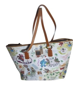 Disney Dooney & Bourke Pixar Map Tote Bag Purse (READ: BROKEN ZIPPER)